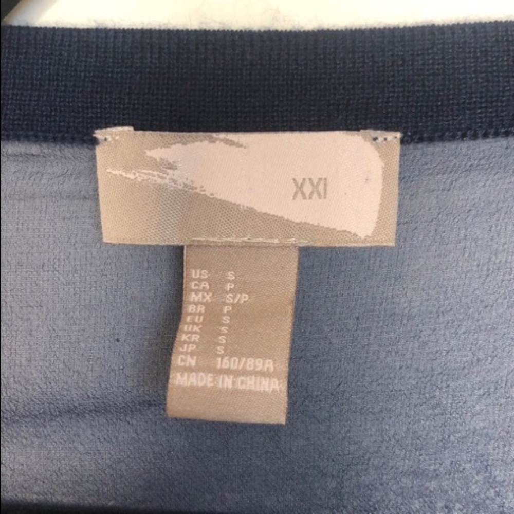 Navy Sheer Back Wool Cardigan - Picture 6 of 8